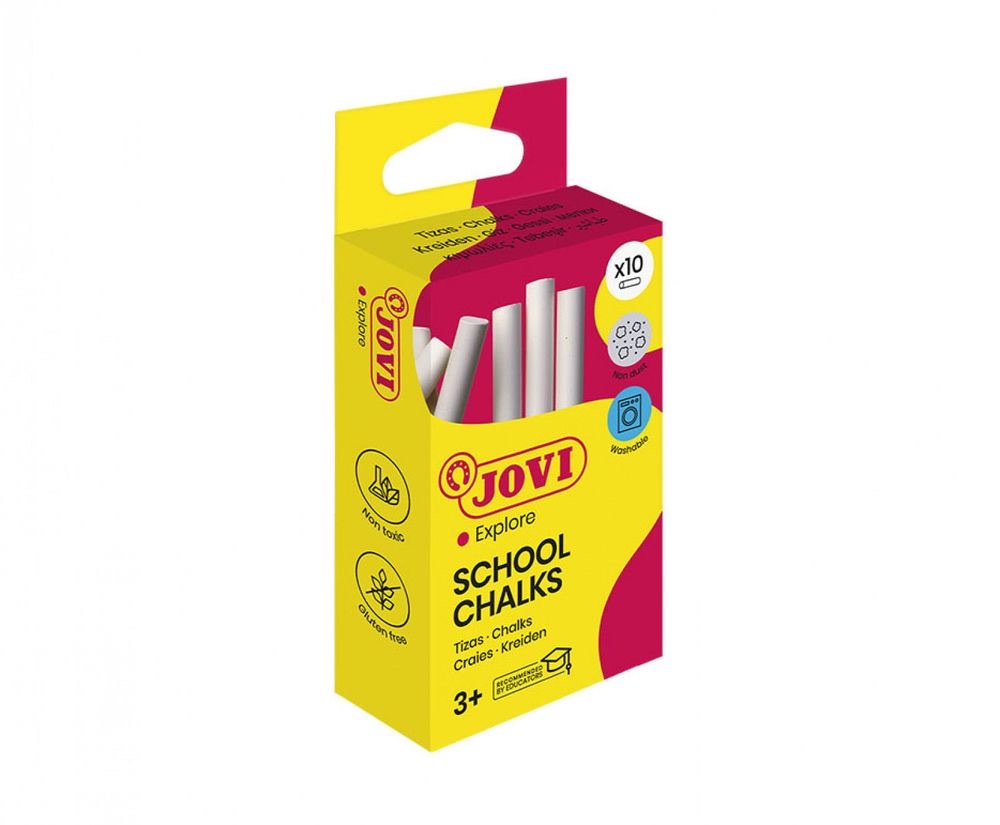 SCHOOL CHALKS - Box of 10 Dust-Free White Chalks