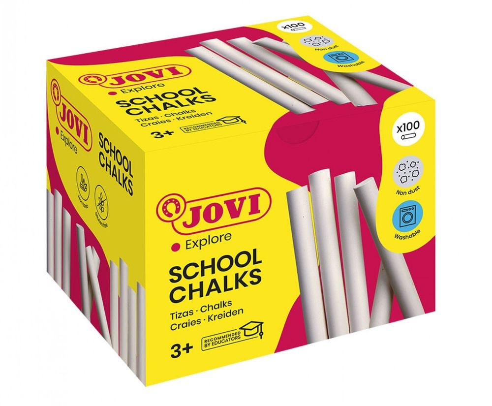 SCHOOL CHALKS - Box of 100 Dust-Free White Chalks