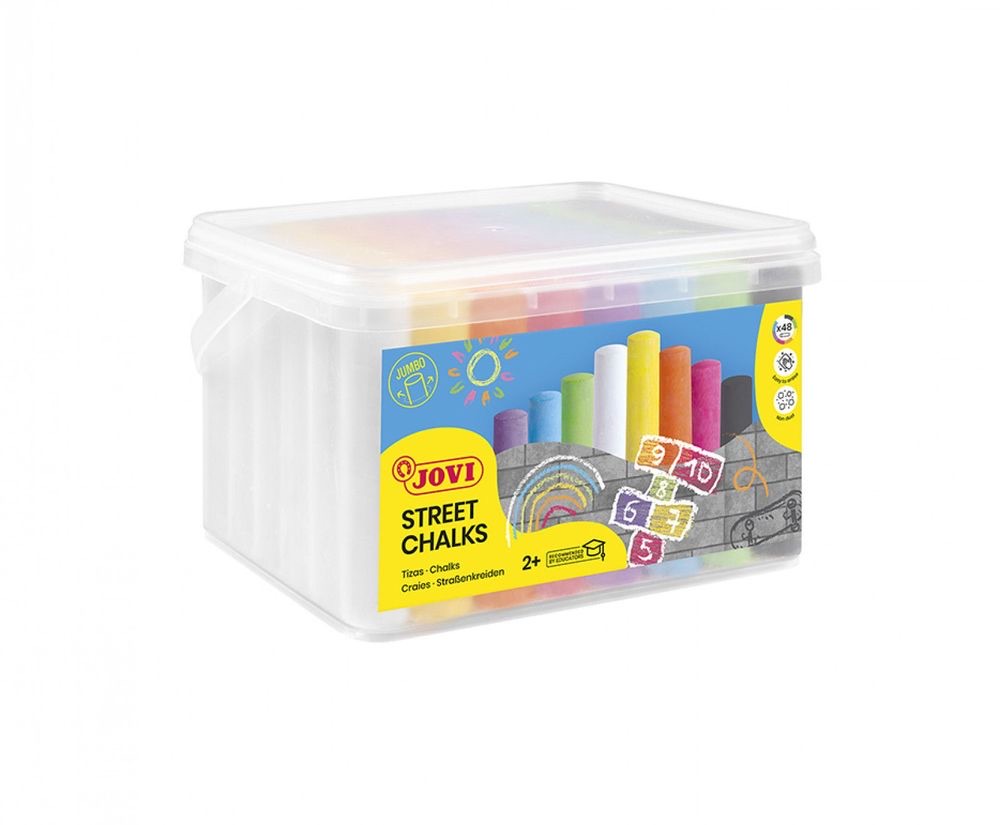 STREET CHALKS Bucket 48 Jumbo Chalks Assorted Colors
