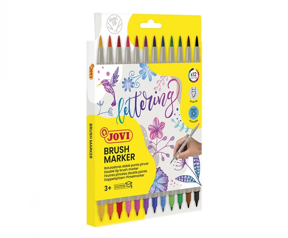 BRUSH MARKER Set of 12 Dual-Tip Markers