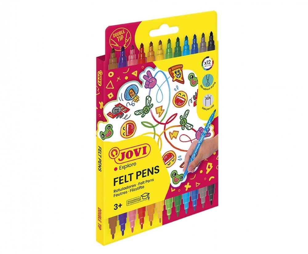 FELT PENS Set of 12 Assorted Double Tip Markers