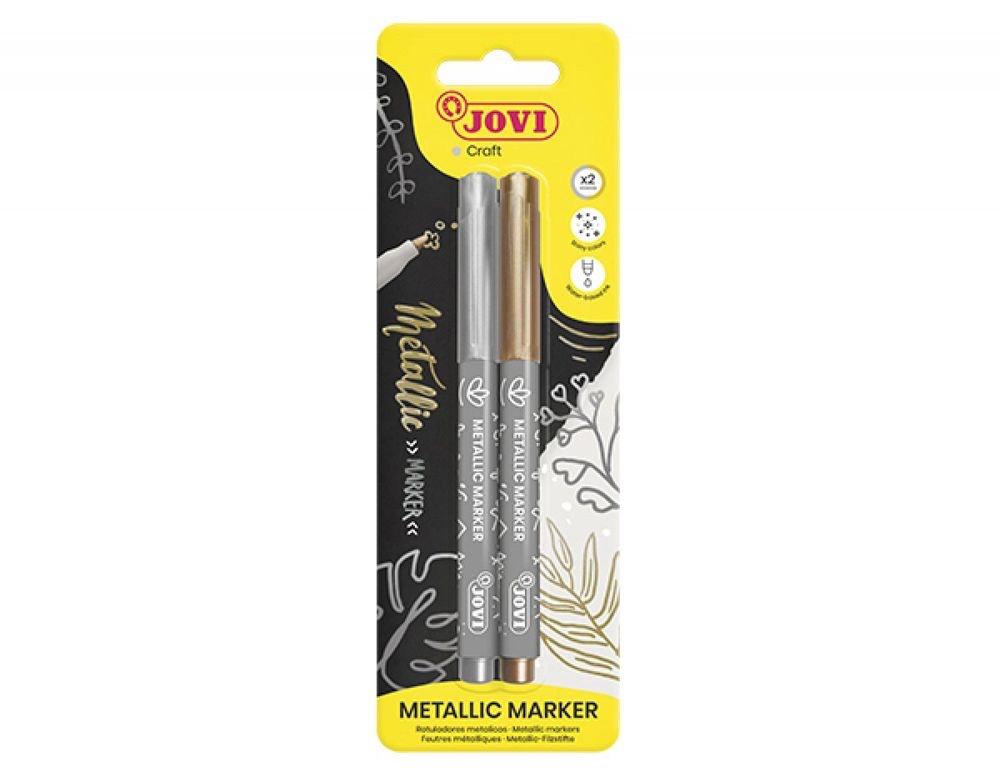 METALLIC MARKERS Blister Pack with 2 Markers in Silver and Gold