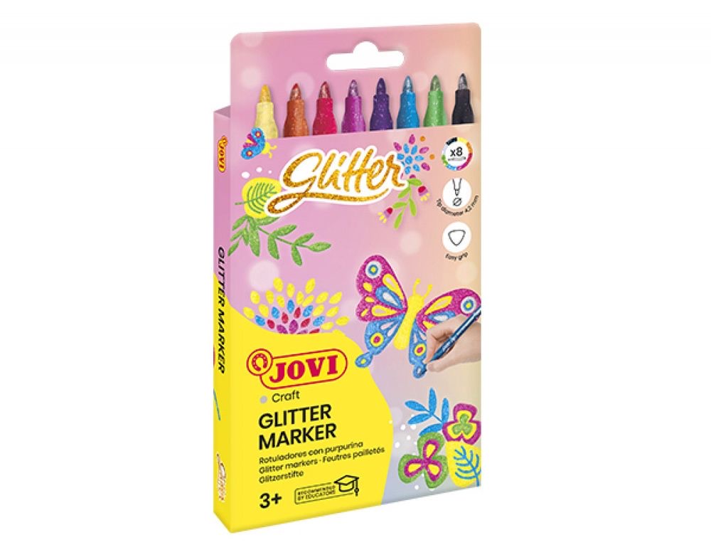 GLITTER MARKER Set of 8 Glitter Markers in Assorted Colors