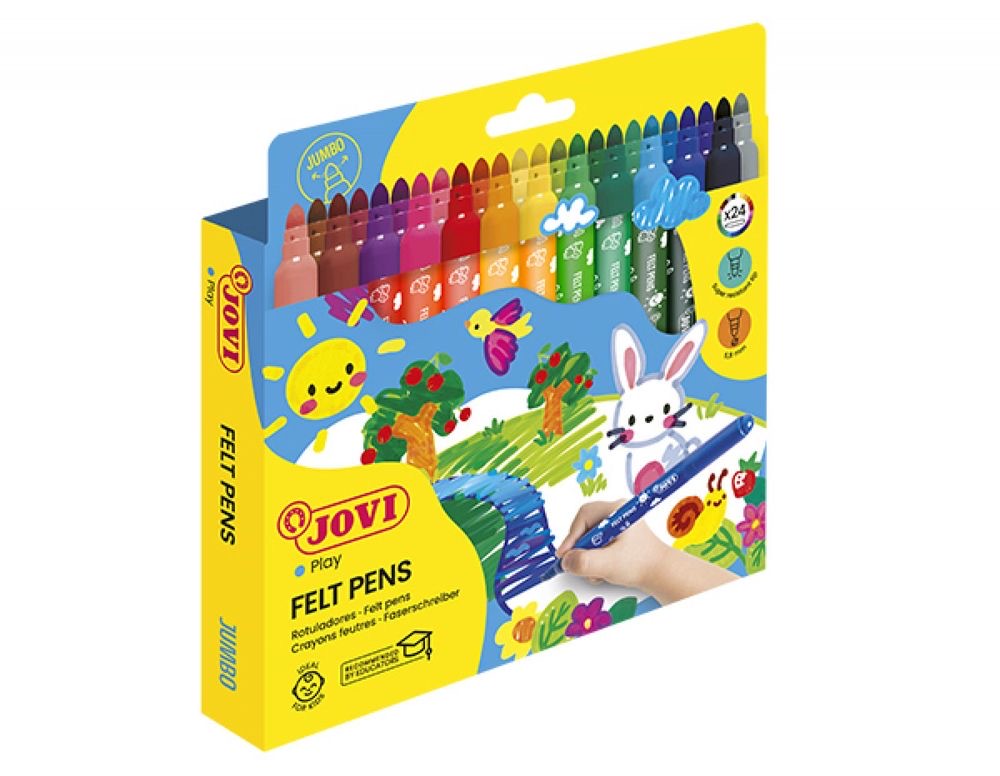 FELT PENS Set of 24 Assorted JUMBO TIP Markers