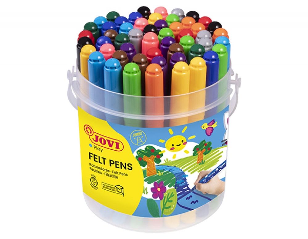 FELT PENS Jar of 48 JUMBO TIP Markers in Assorted Colors