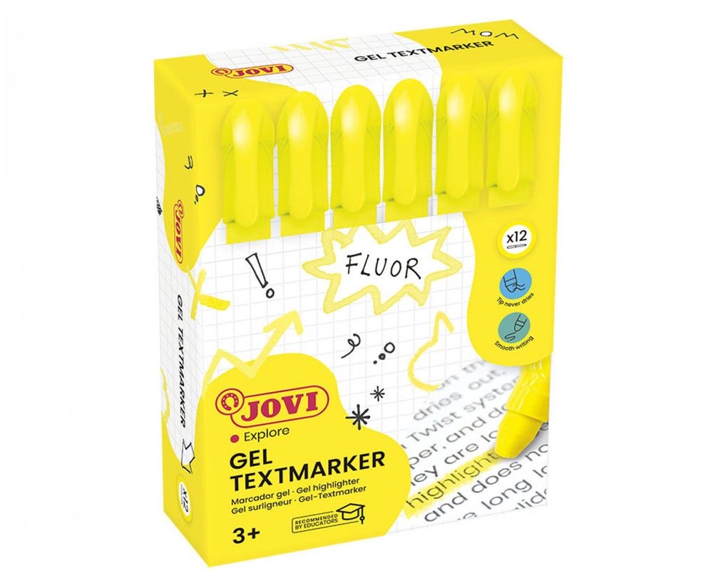 JOVI!NEON Set of 12 Gel Markers in Stick Yellow