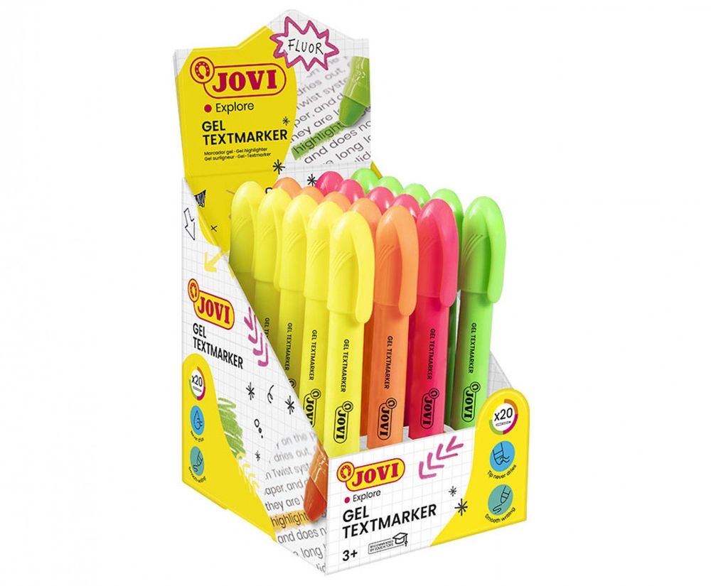 JOVI!NEON Display of 20 Gel Stick Markers in Assorted Colors