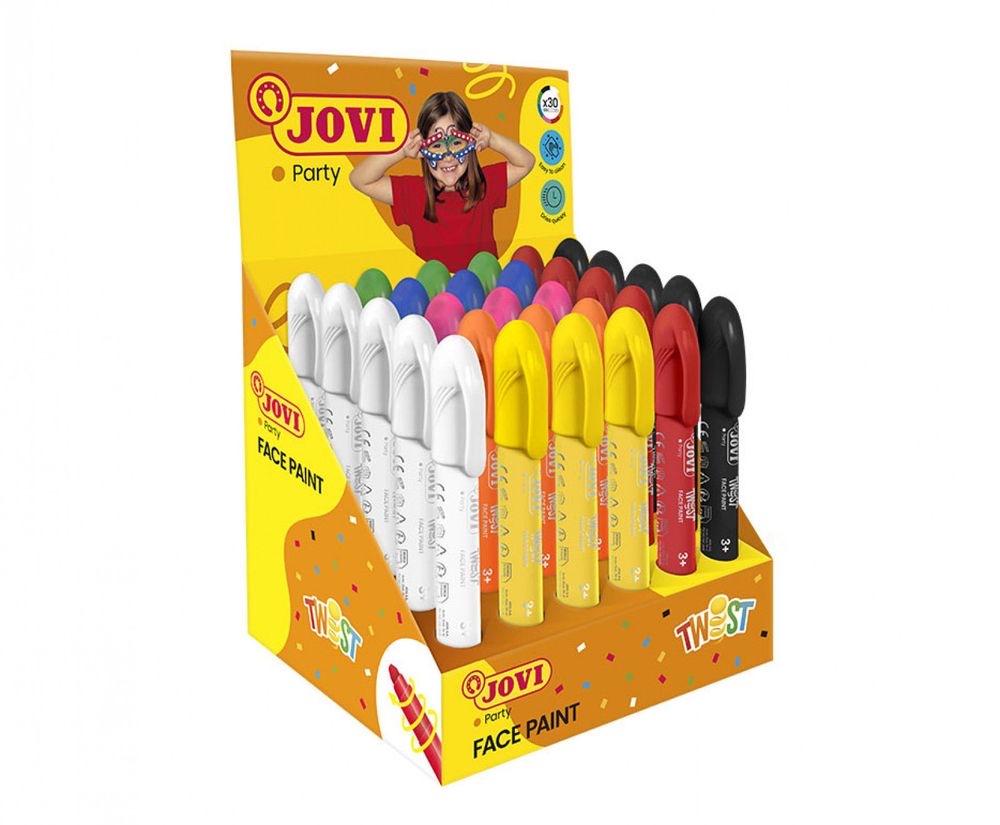 TWIST Face Paint Display 30 Assorted Color Sticks