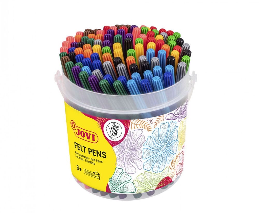 FELT PENS Jar of 120 Assorted FINE TIP Markers (10 x 12 Colors)