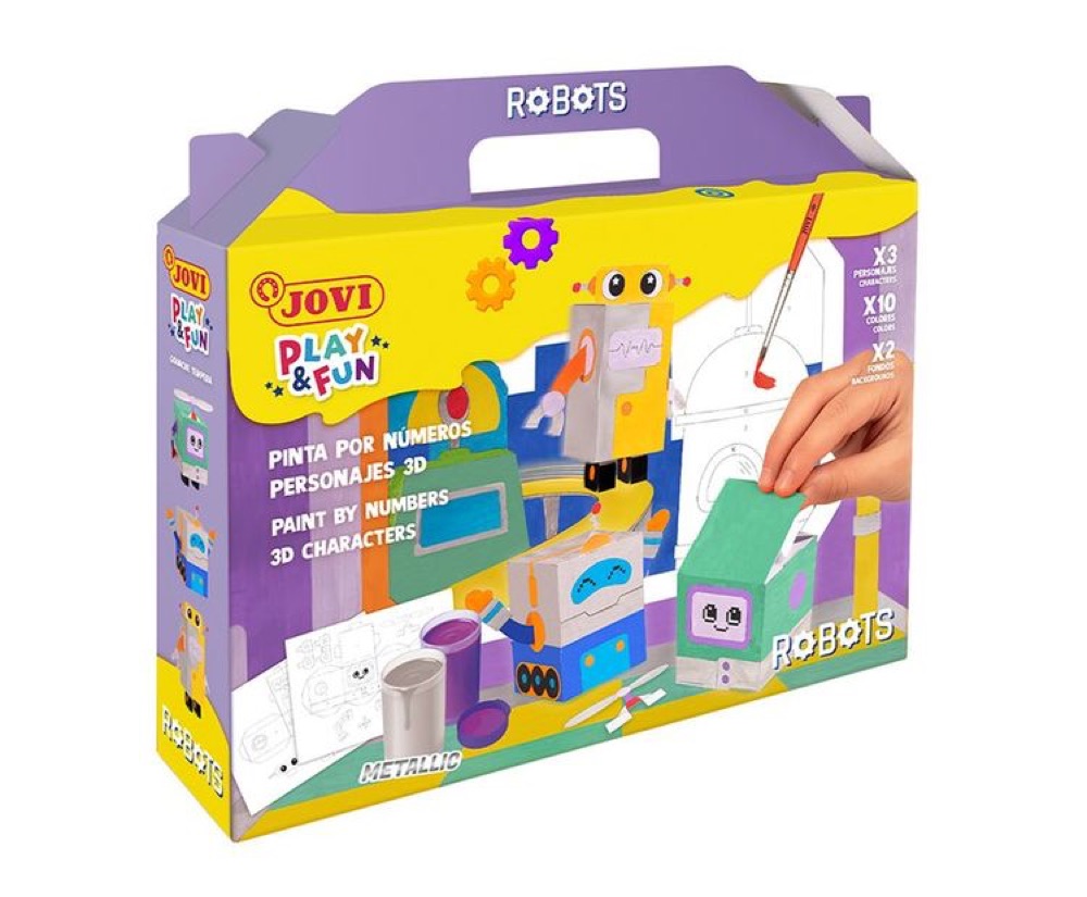 PLAY & FUN Gouache Tempera - Paint by numbers 3D characters - ROBOTS