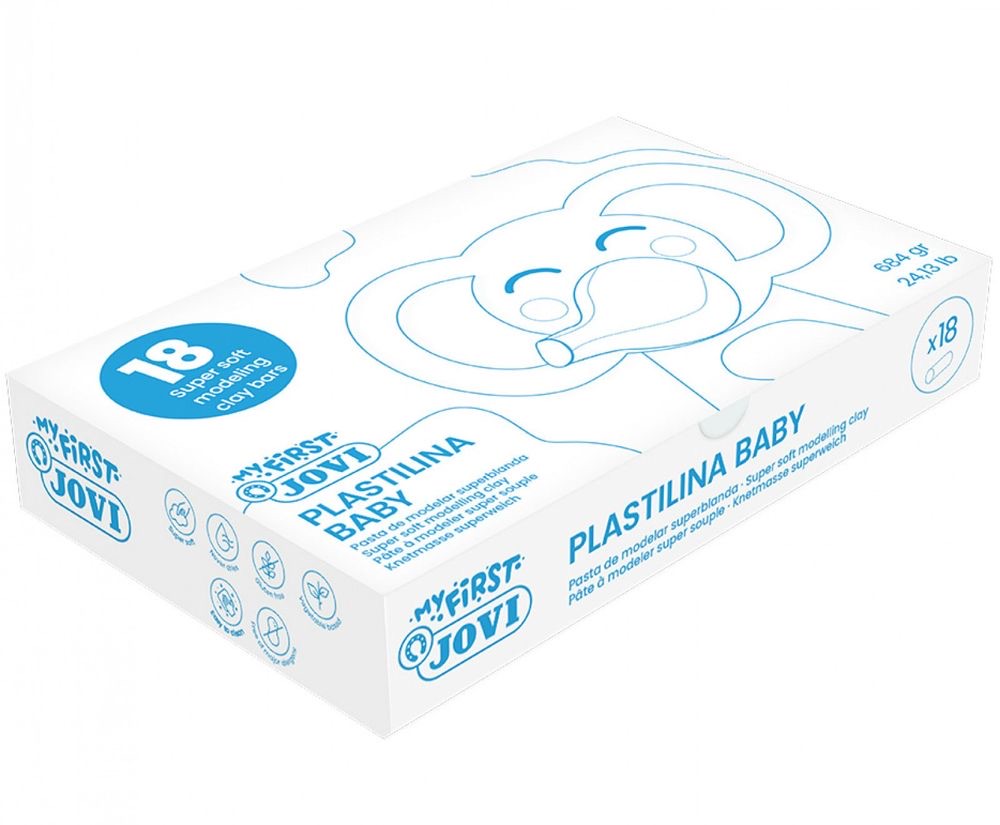 MY FIRST Plastilina Baby Box with 18 Super Soft Modeling Pastes 38g in One Color