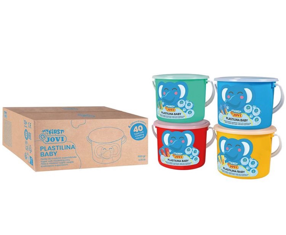 MY FIRST Plastilina Baby 4 School Buckets 40 Super Soft Modeling Dough Tablets