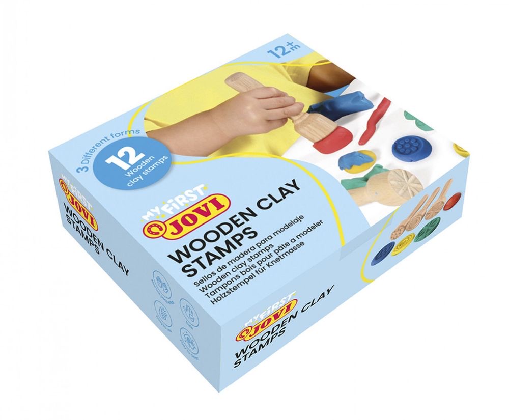 MY FIRST Plastilina Baby Schoolpack 12 Wooden Stamps with Assorted Textures