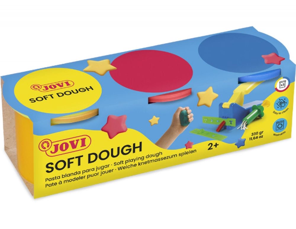 Soft Dough BLANDIVER Case with 3 Jars of 110 g Assorted Colors
