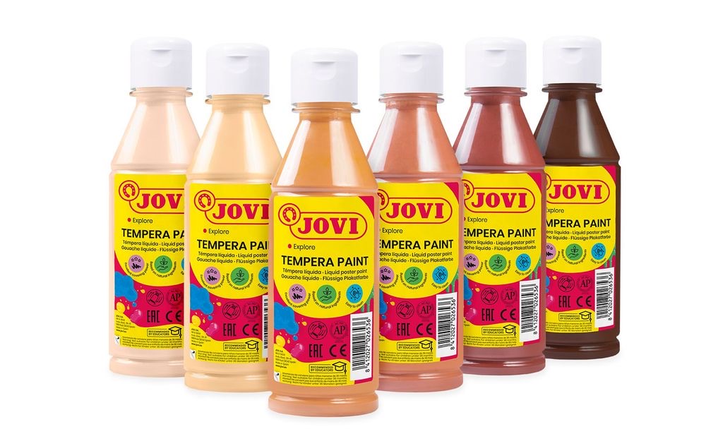 TEMPERA PAINT Liquid Tempera 250 ml Bottle Assorted 6 Multicultural Colors