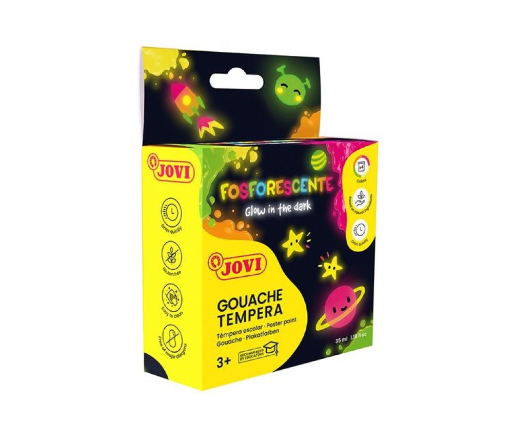 GOUACHE TEMPERA Set of 4 x 35 ml PHOSPHORESCENT Colors