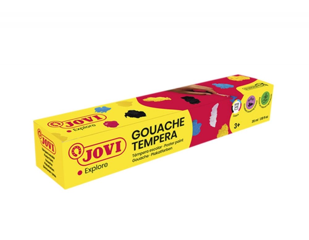 GOUACHE TEMPERA Set of 5 x 35 ml Assorted Colors + Brush