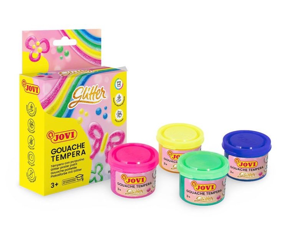 GOUACHE TEMPERA Set of 4 x 35 ml Assorted GLITTER Colors