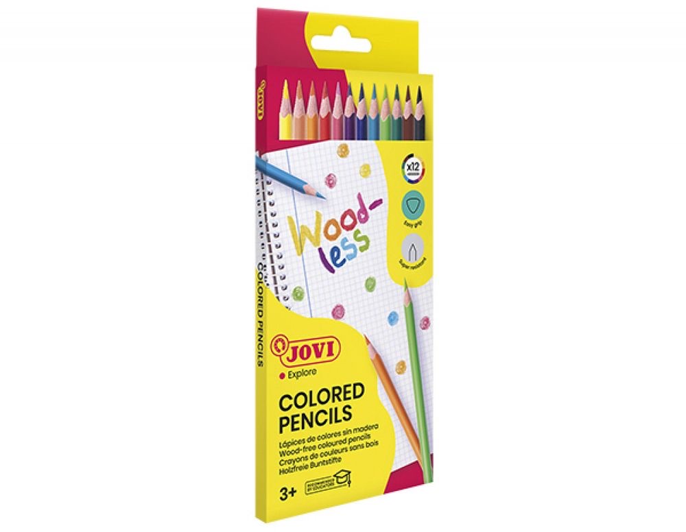WOODLESS PENCILS Set of 12 Triangular Woodless Pencils, Assorted Colors