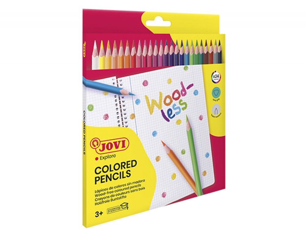 WOODLESS COLORED PENCILS Set of 24 Triangular Woodless Pencils, Assorted Colors