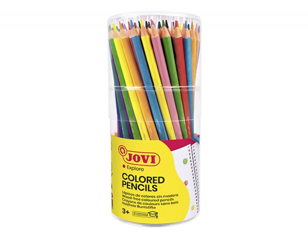WOODLESS COLORED PENCILS Jar of 84 Triangular Woodless Pencils, Assorted Colors