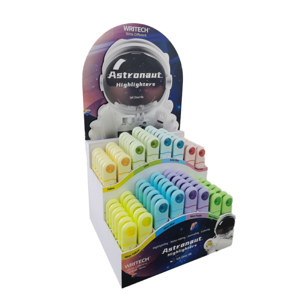 Writech W-8154 ASTRONOT FOSFORLU KALEM NEON+PASTEL 8 RENK - 96'LI STAND