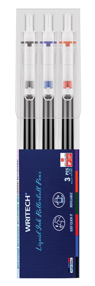 Writech W-927 LIQUID ROLLER 0,5MM KALEM (MAVİ-SİYAH-KIRMIZI) - 3'LÜ