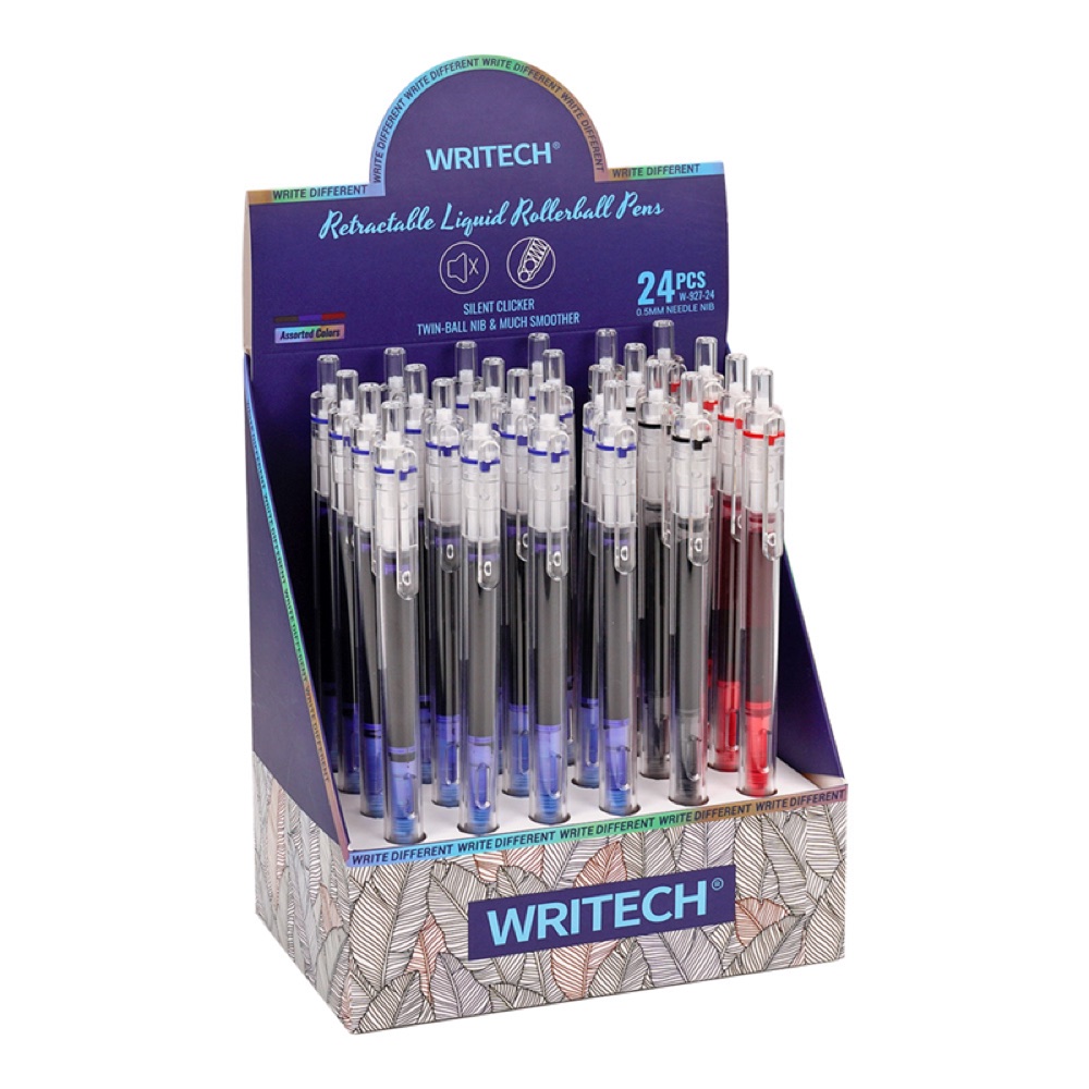 Writech W-927 LIQUID ROLLER 0,5MM KALEM (MAVİ-SİYAH-KIRMIZI) - 24'LÜ SET