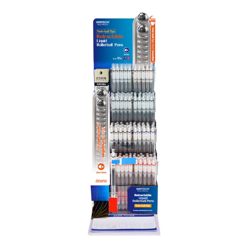 Writech W-927 LIQUID ROLLER 0,5MM KALEM (MAVİ-SİYAH-KIRMIZI) - 120'Lİ STAND