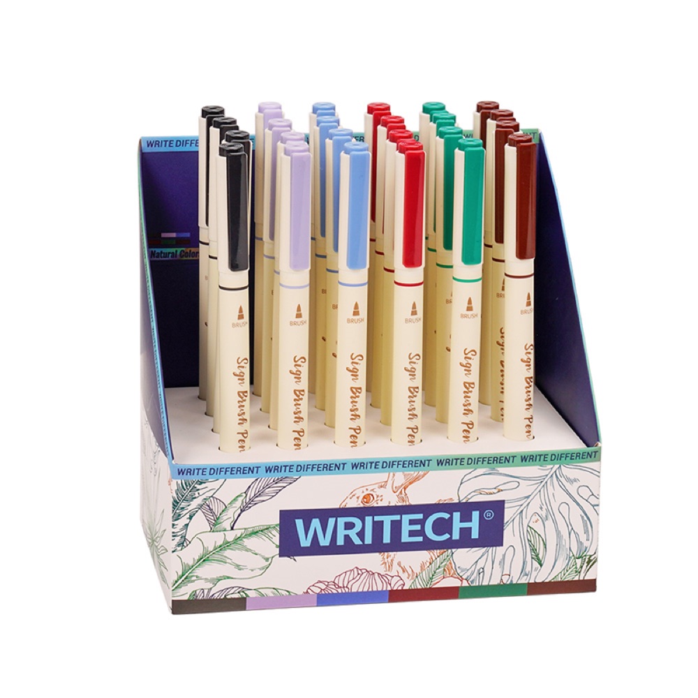 Writech W-827 FIRÇA TİP 6 RENK KEÇELİ KALEM - 24'LÜ SET