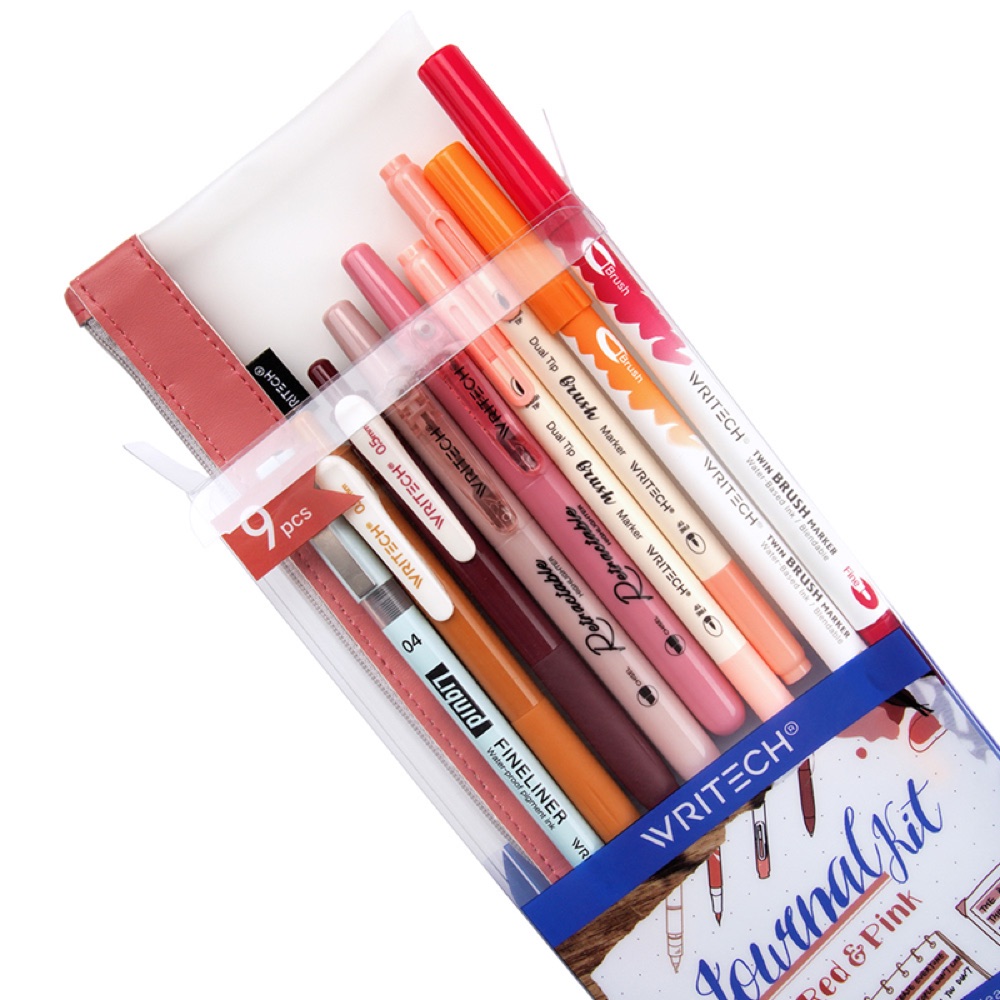 Writech W-JK03-3 DUSK KALEM SETİ (KIRMIZI-PEMBE) - 9'LU SET
