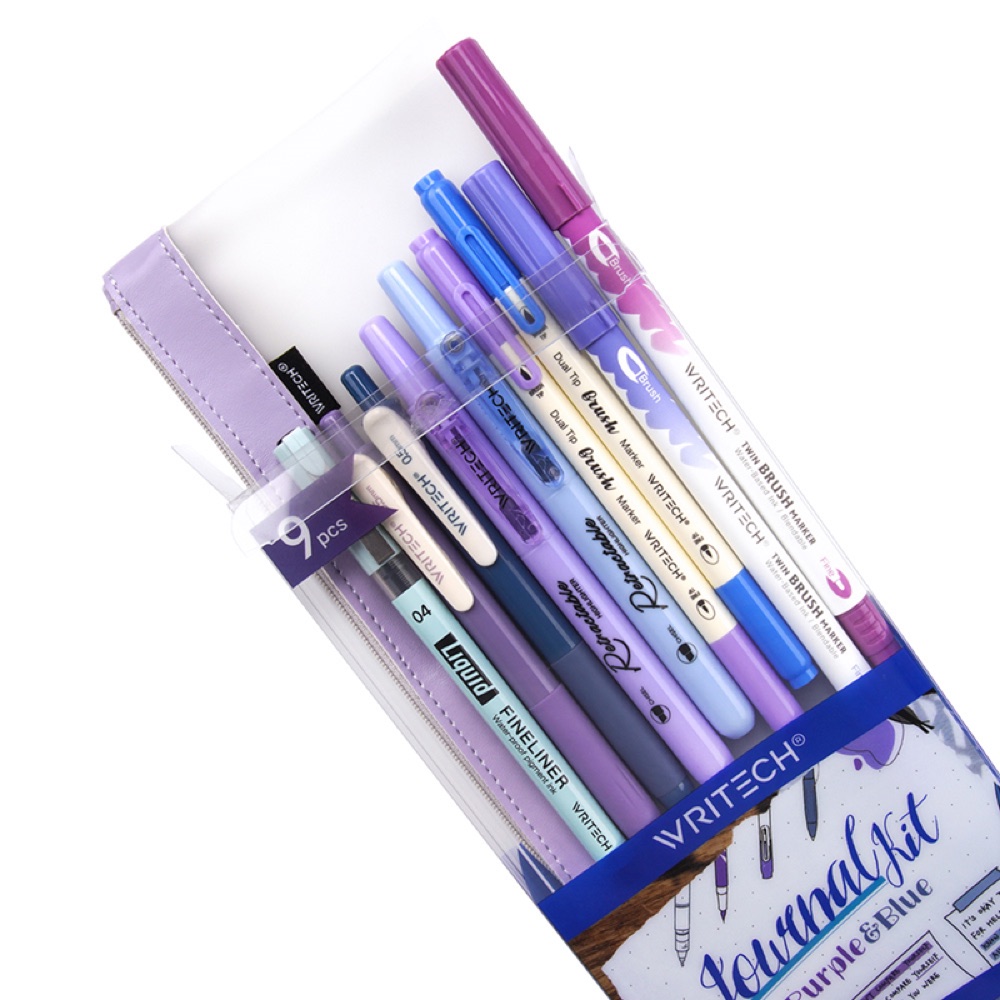 Writech W-JK03-4 NIGHT KALEM SETİ (MAVİ-MOR) - 9'LU SET