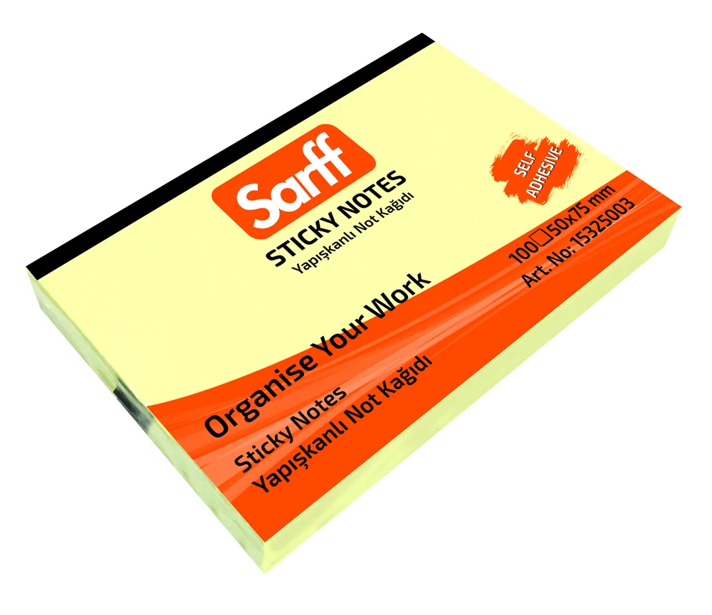 SARFF 50X75MM SARI YAPIŞKANLI NOT KAĞIDI - 100YP