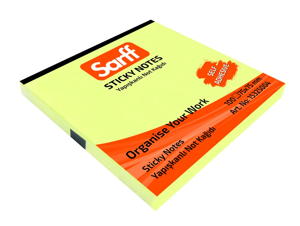 SARFF 75X75MM SARI YAPIŞKANLI NOT KAĞIDI - 100YP