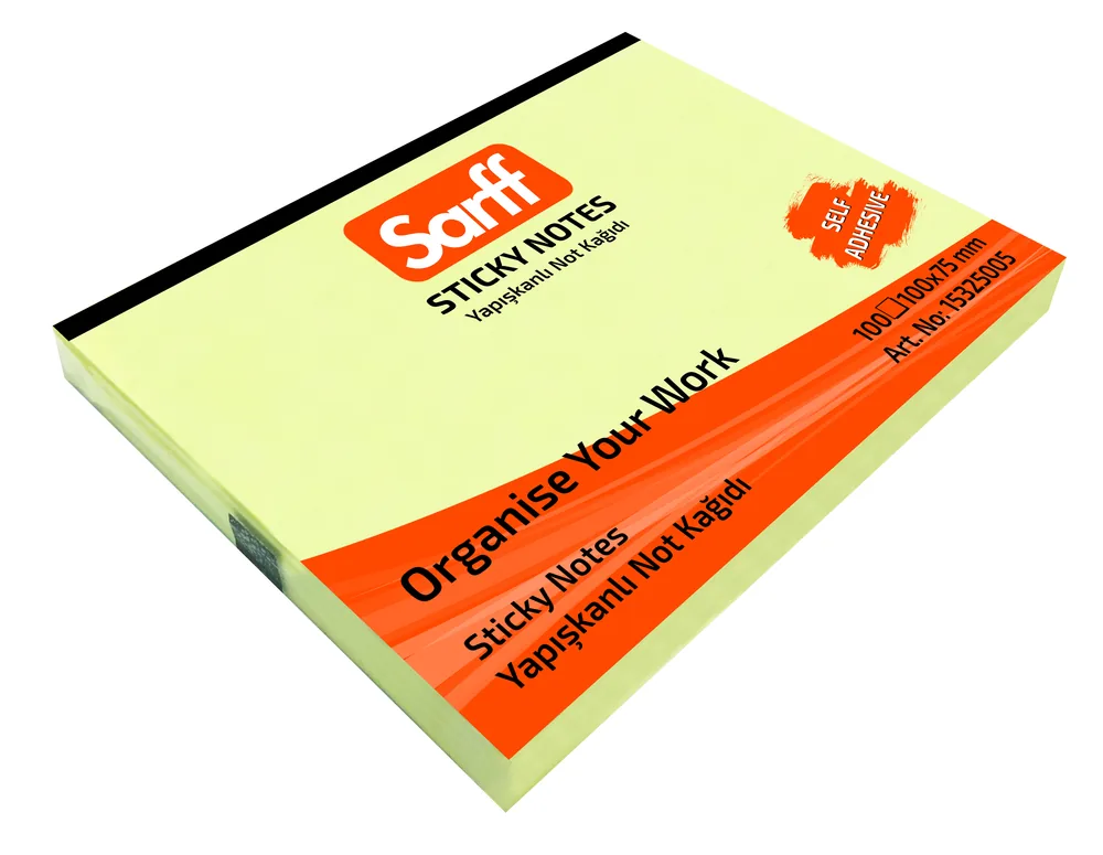 SARFF 100X75MM SARI YAPIŞKANLI NOT KAĞIDI - 100YP