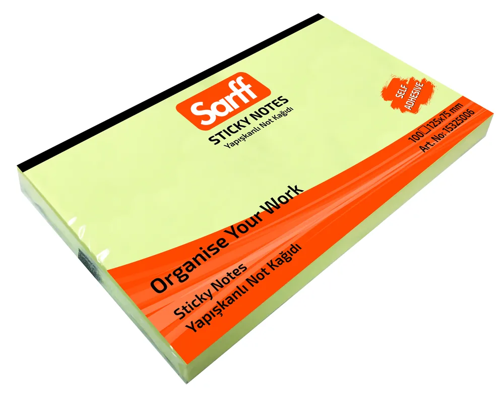 SARFF 125X75MM SARI YAPIŞKANLI NOT KAĞIDI - 100YP