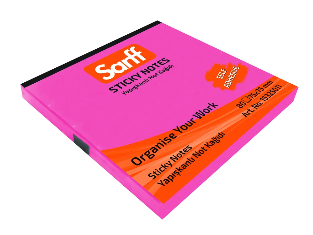 SARFF 75X75MM NEON PEMBE YAPIŞKANLI NOT KAĞIDI - 80YP