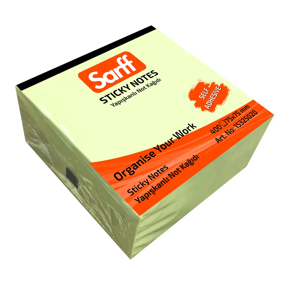 SARFF 75X75MM SARI KÜP YAPIŞKANLI NOT KAĞIDI - 400YP